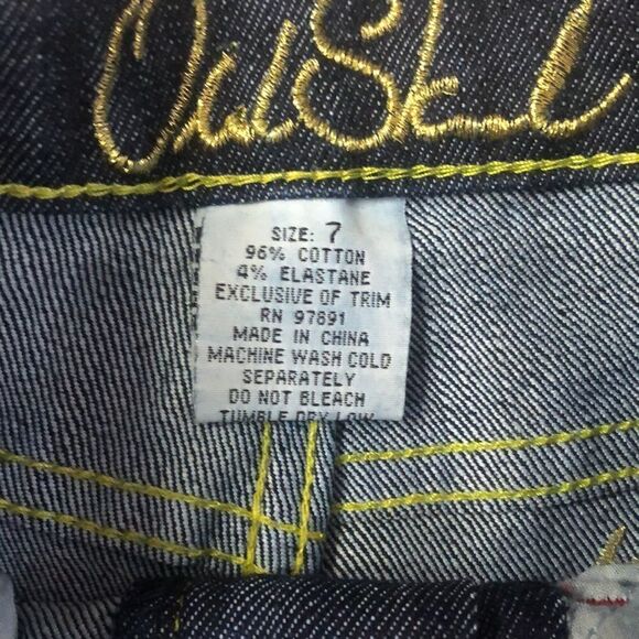 Old Skool Premium Jeans Wear Girls Gold Embroidered Jean Shorts Size 7 - Picture 7 of 10